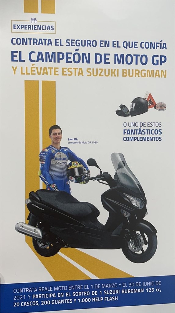 ¡Contrate el seguro de moto en Reale Segurpino y consiga una Suzuki Burgman!