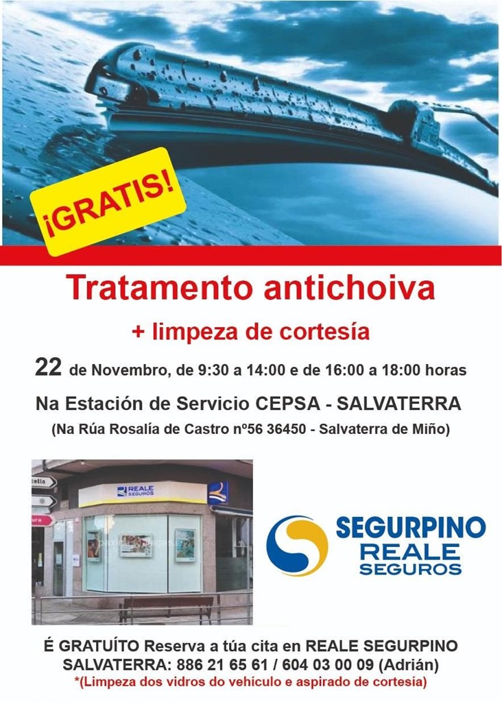 ¡En Segurpino le regalamos un tratamiento antilluvia y una limpieza del coche!